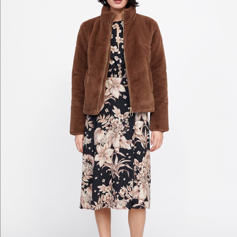 NWT zara faux fur jacket
